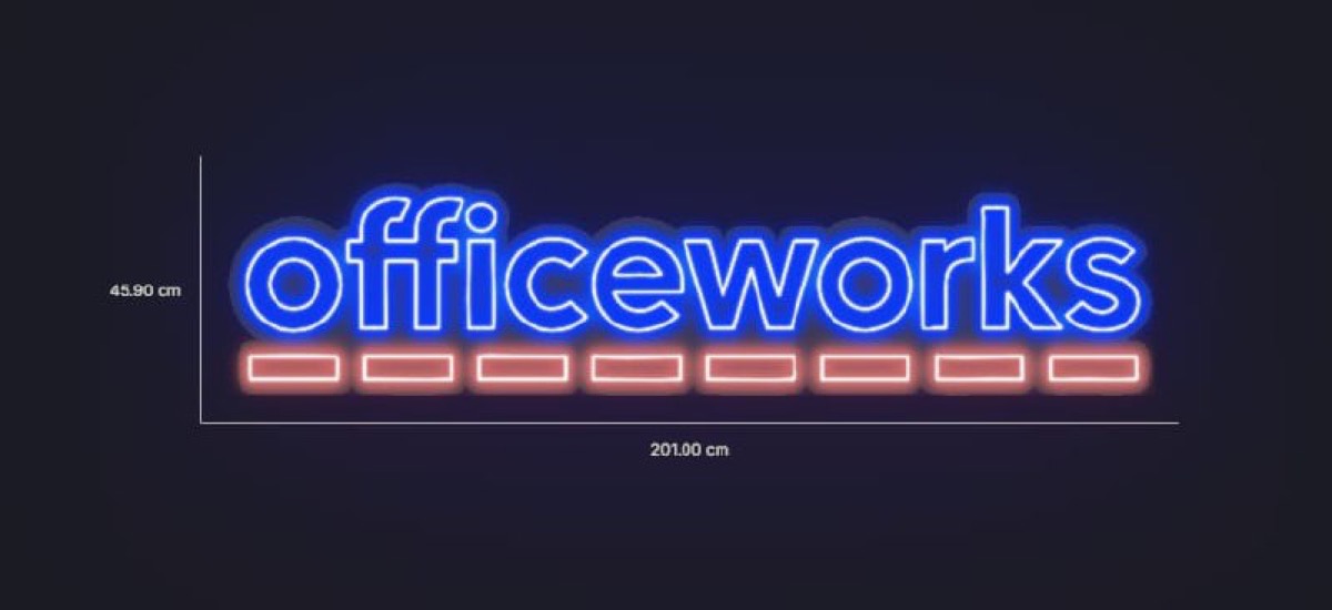 Officeworks LED neon sign — 201cm, designed in Dezigner.ai